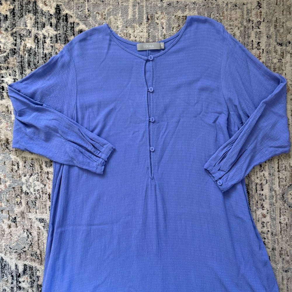 Solika SOLÈNE LINEN SHIRTDRESS medium periwinkle - Picture 3 of 6